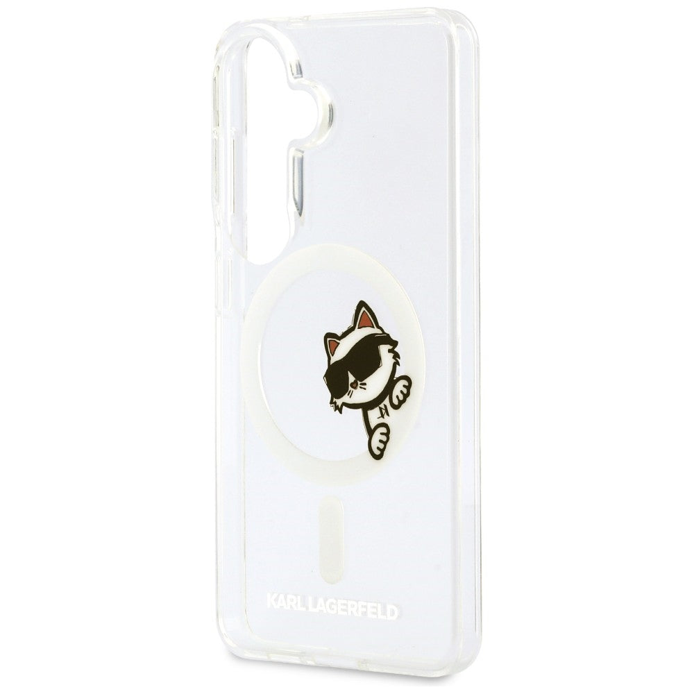 Θήκη MagSafe για Samsung Galaxy S26 S942, Karl Lagerfeld, IML Choupette Peekaboo Logo, Λευκό