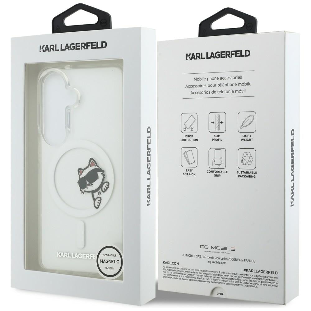 Θήκη MagSafe για Samsung Galaxy S26 S942, Karl Lagerfeld, IML Choupette Peekaboo Logo, Λευκό