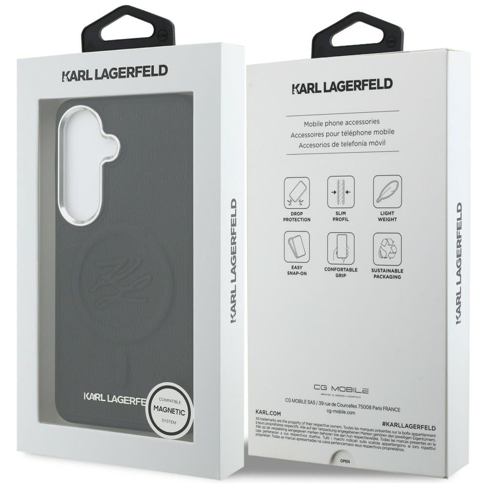 Θήκη MagSafe για Samsung Galaxy S26 S942, Karl Lagerfeld, Initial Logo Debossed, Μαύρη