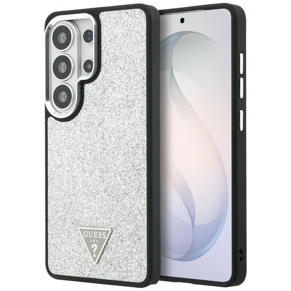 Θήκη MagSafe για Samsung Galaxy S26 Ultra S948, Guess, Σταθερό Λογότυπο Τριγώνου με Γκλίτερ, Ασημί