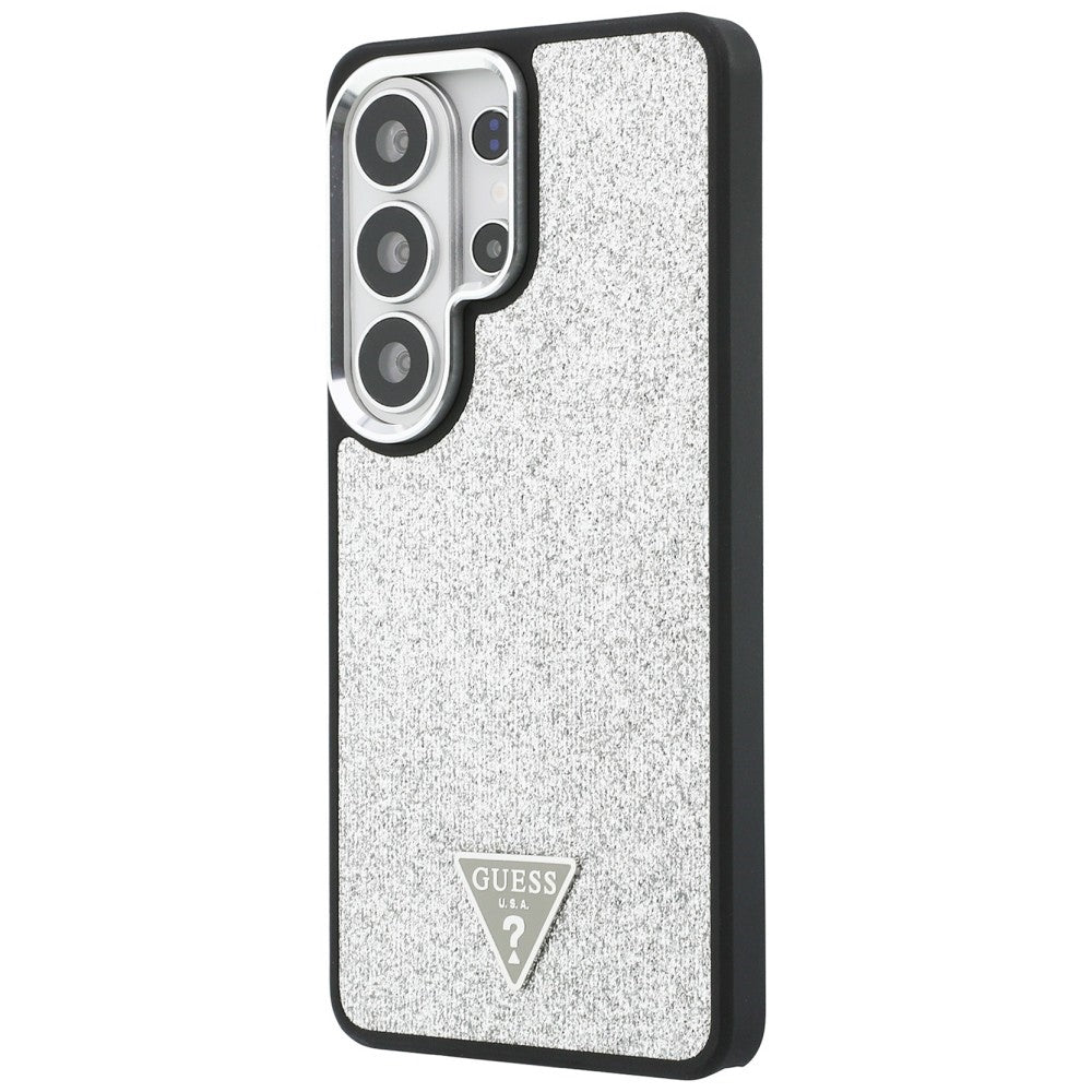 Θήκη MagSafe για Samsung Galaxy S26 Ultra S948, Guess, Σταθερό Λογότυπο Τριγώνου με Γκλίτερ, Ασημί