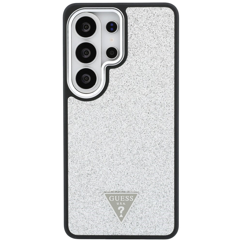 Θήκη MagSafe για Samsung Galaxy S26 Ultra S948, Guess, Σταθερό Λογότυπο Τριγώνου με Γκλίτερ, Ασημί
