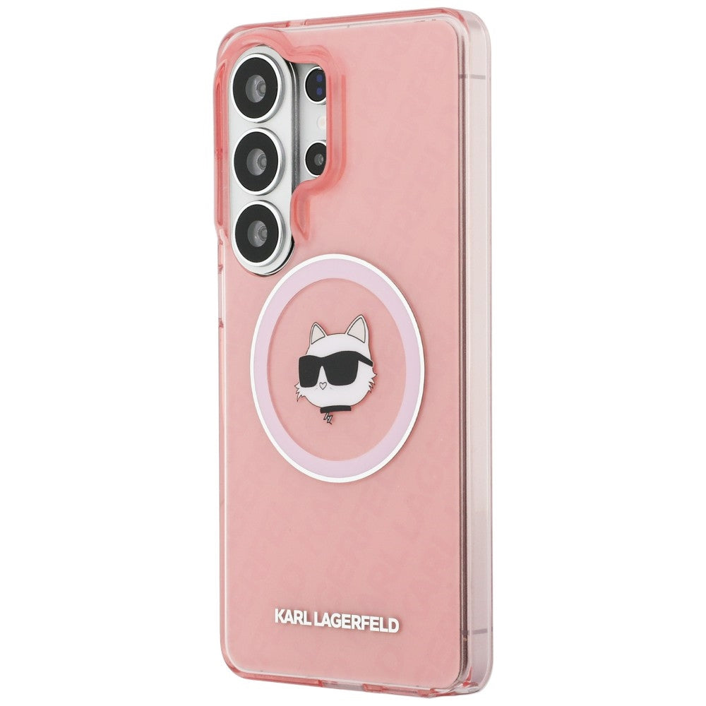 MagSafe Case for Samsung Galaxy S26 Ultra S948, Karl Lagerfeld, IML Choupette Head on KL Repeated Logo, Pink