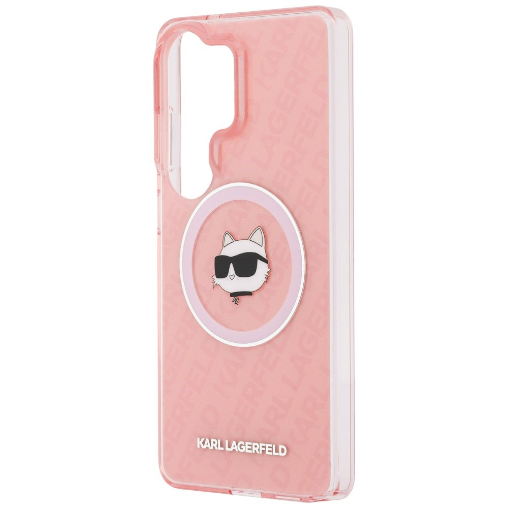 MagSafe Case for Samsung Galaxy S26 Ultra S948, Karl Lagerfeld, IML Choupette Head on KL Repeated Logo, Pink