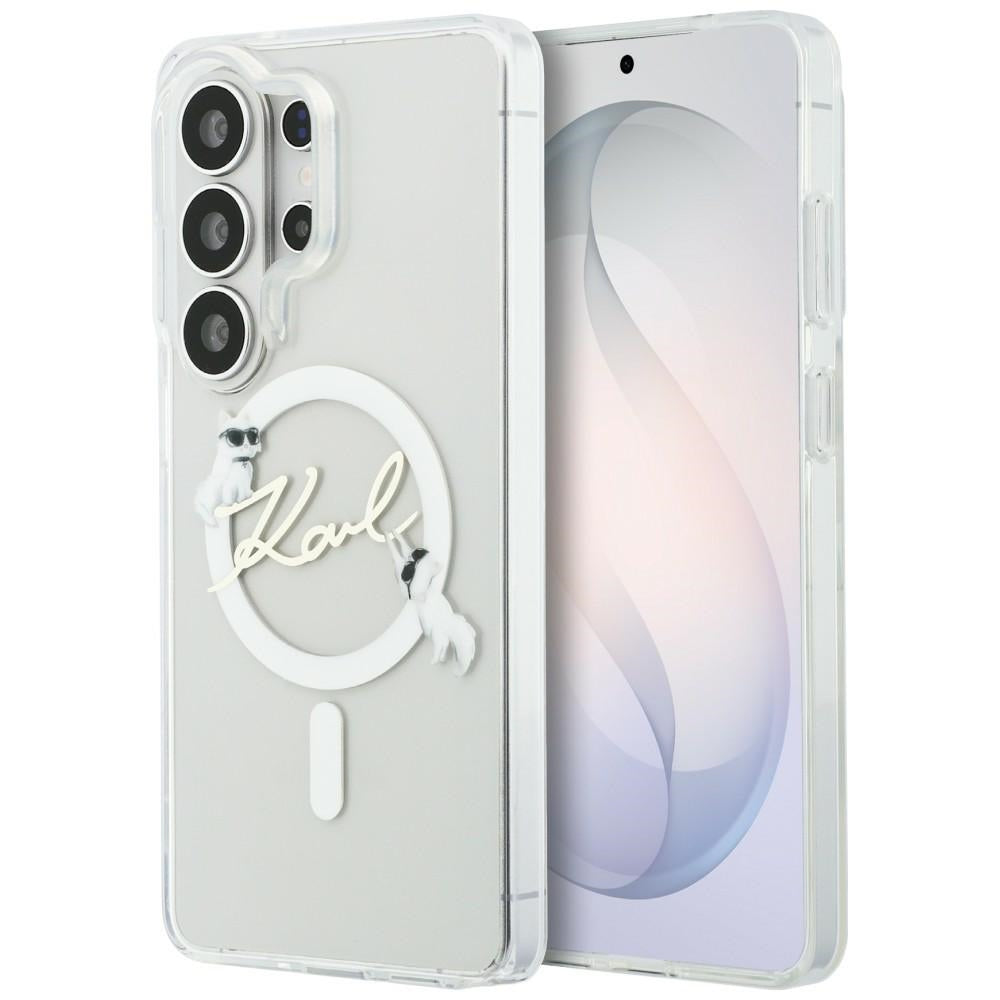 Θήκη MagSafe για Samsung Galaxy S26 Ultra S948, Karl Lagerfeld, IML Choupette Karl Script Logo, Λευκή.