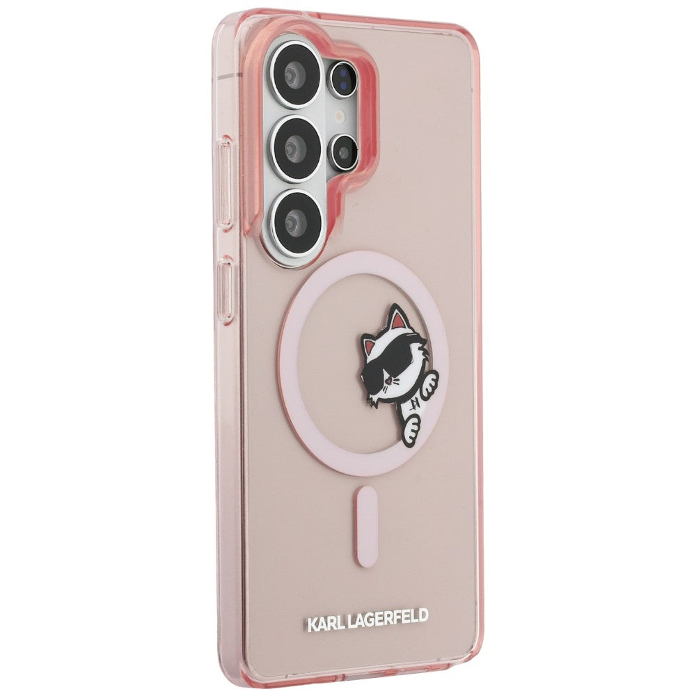 MagSafe Case for Samsung Galaxy S26 Ultra S948, Karl Lagerfeld, IML Choupette Peekaboo Logo, Pink