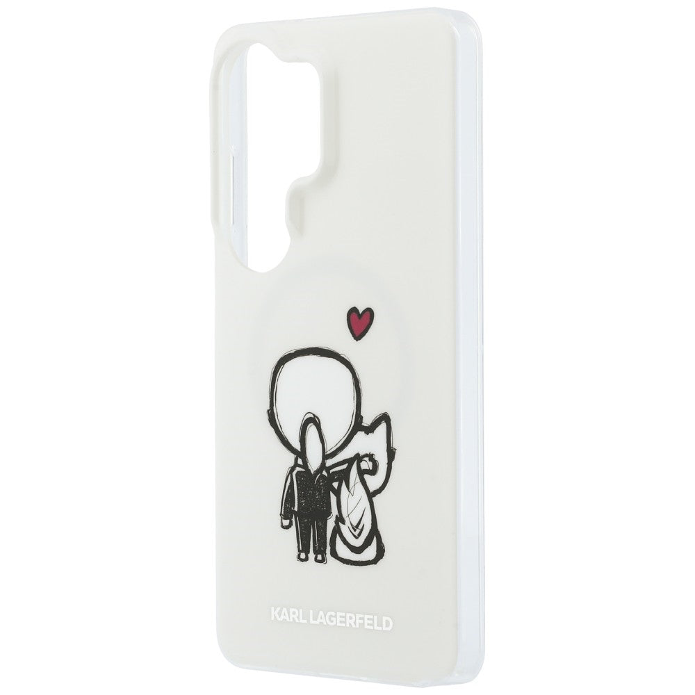 Θήκη MagSafe για Samsung Galaxy S26 Ultra S948, Karl Lagerfeld, IML Karl & Choupette Back Logo, Λευκό
