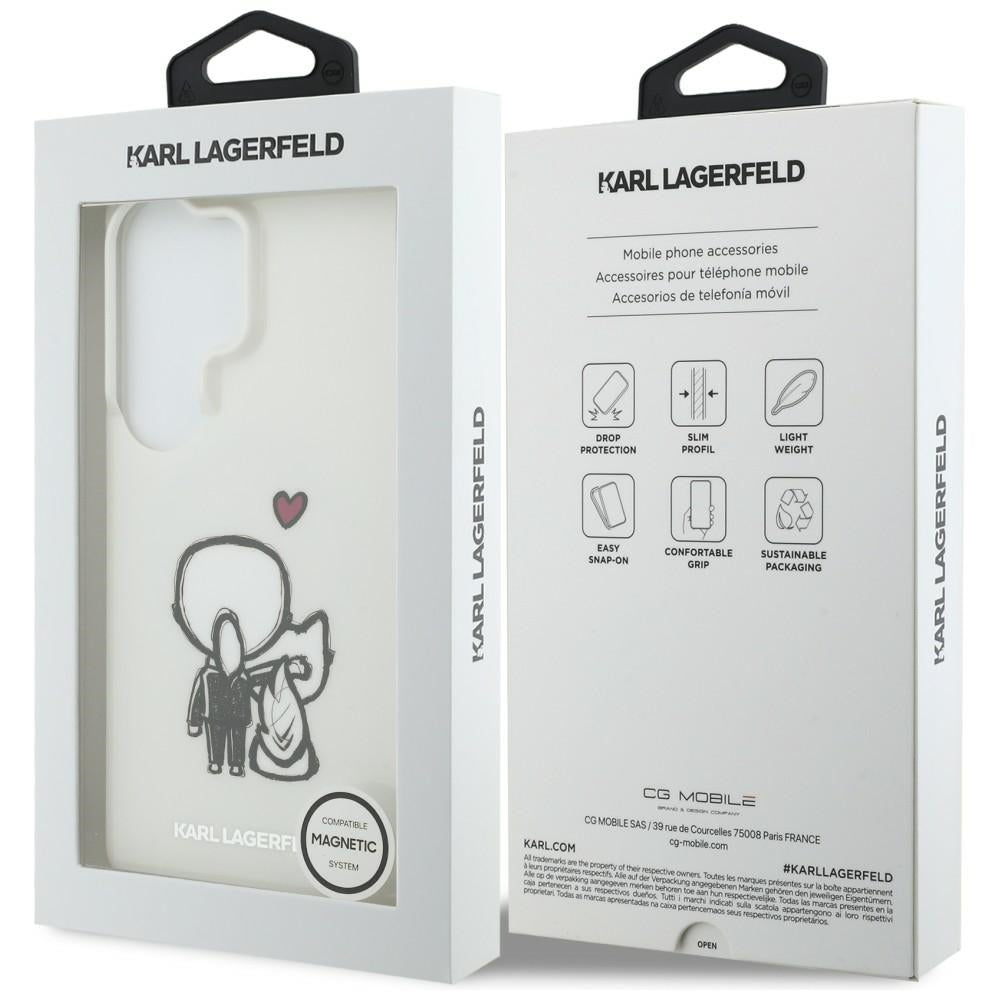Θήκη MagSafe για Samsung Galaxy S26 Ultra S948, Karl Lagerfeld, IML Karl & Choupette Back Logo, Λευκό