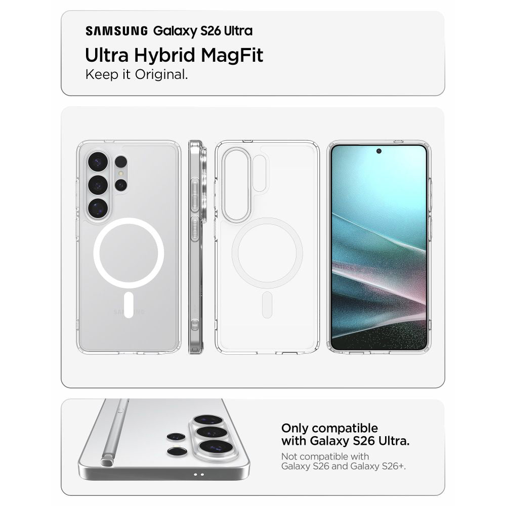 Θήκη MagSafe για Samsung Galaxy S26 Ultra S948, Spigen, Ultra Hybrid, Διάφανη Λευκή ACS10679