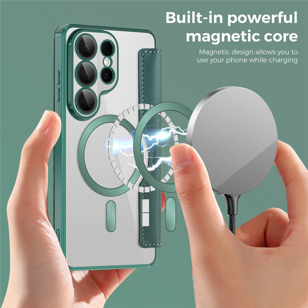 Θήκη MagSafe για Samsung Galaxy S26 Ultra S948, Techsuit, SmartMag Book, Πράσινο