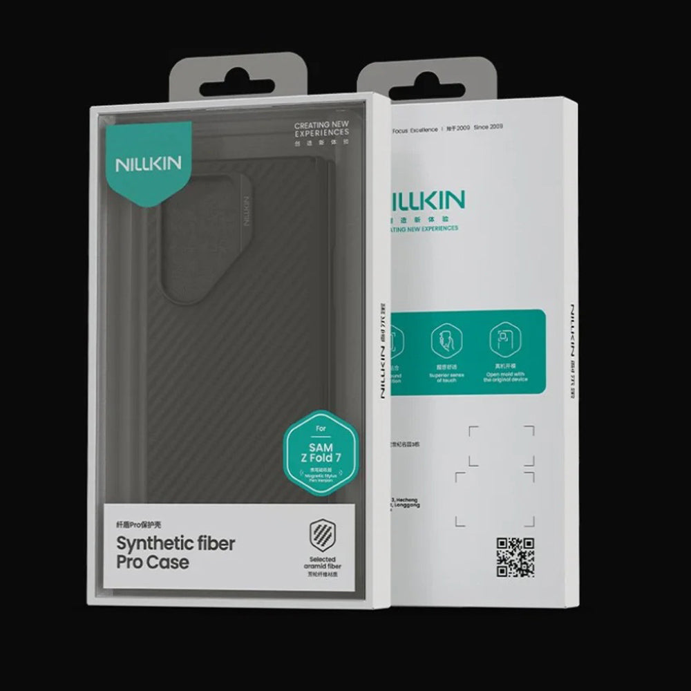 Θήκη MagSafe για Samsung Galaxy Z Fold7 F966, Nillkin, Synthetic Fiber Pro, Μαύρο Χρυσό