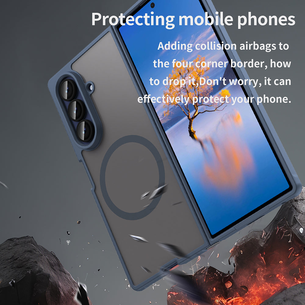 Θήκη MagSafe για Samsung Galaxy Z Fold7 F966, Techsuit, HaloFrost II, Μπλε Σκούρο