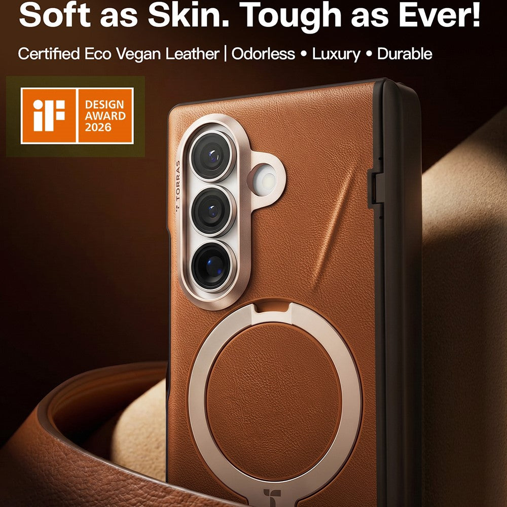Θήκη MagSafe για Samsung Galaxy Z Fold8 Ultra F976, Torras, QPRO Leather, Καφέ