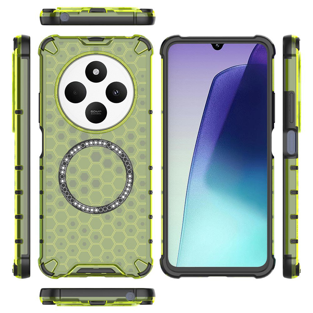 Θήκη MagSafe για Xiaomi Poco C75 / Redmi 14C, Techsuit, HoneyComb Shield, Πράσινο