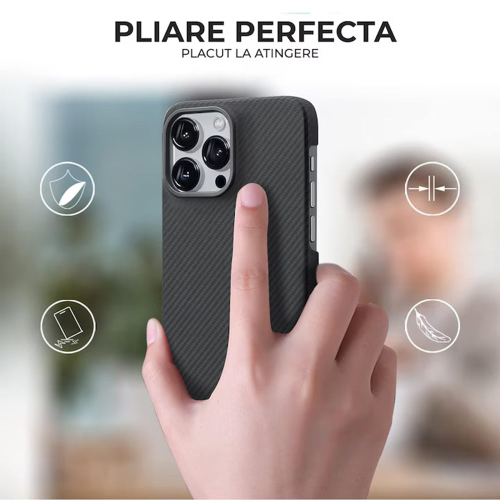 Θήκη MagSafe για Apple iPhone 17 Pro Max, Techsuit, Αραμιδική Ίνα, Μαύρη