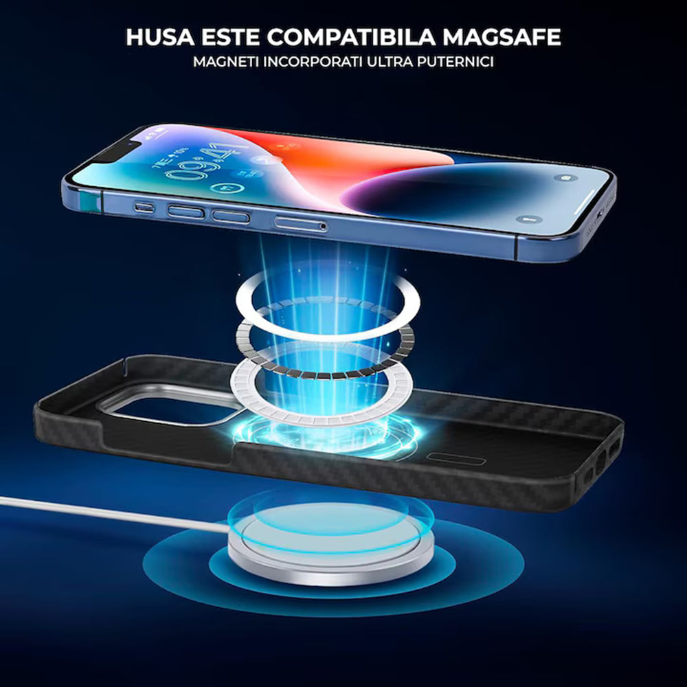 Θήκη MagSafe για Apple iPhone 17 Pro Max, Techsuit, Αραμιδική Ίνα, Μαύρη