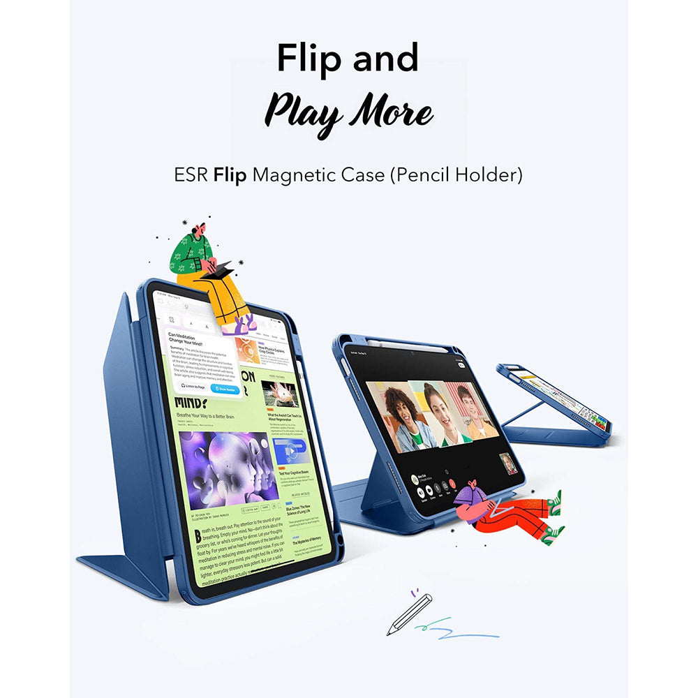 Θήκη για Apple iPad (2025) / (2022), ESR, Flip Hybrid, Μπλε