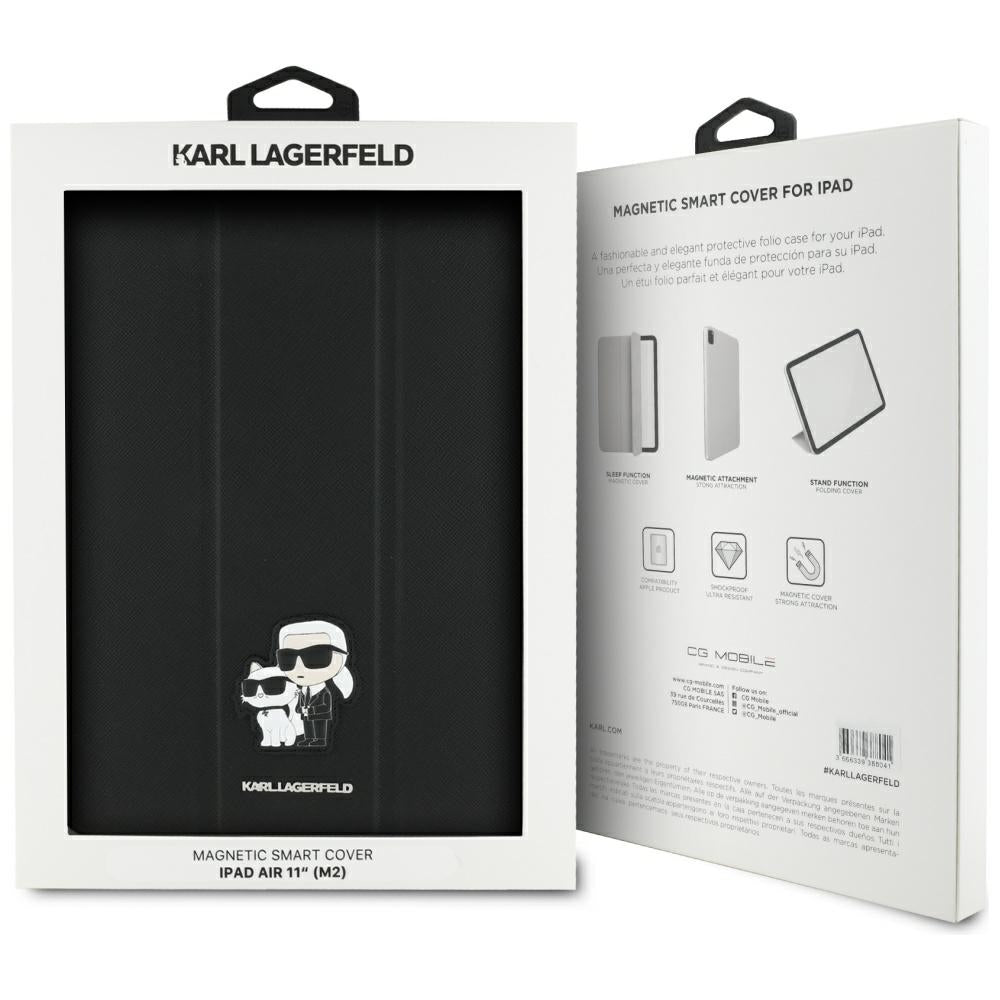 Θήκη για Apple iPad Air 11 (2026) / iPad Air 11 (2025) / Air 11 (2024), Karl Lagerfeld, Saffiano Karl & Choupette, Μαύρη