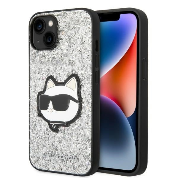 Θήκη για Apple iPhone 14, Karl Lagerfeld, Glitter Choupette Patch, Ασημί
