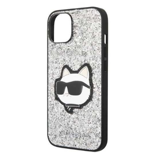 Θήκη για Apple iPhone 14, Karl Lagerfeld, Glitter Choupette Patch, Ασημί