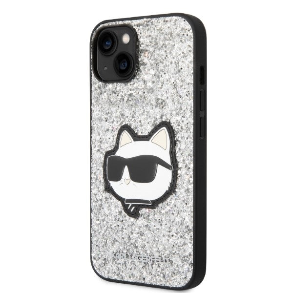 Θήκη για Apple iPhone 14, Karl Lagerfeld, Glitter Choupette Patch, Ασημί