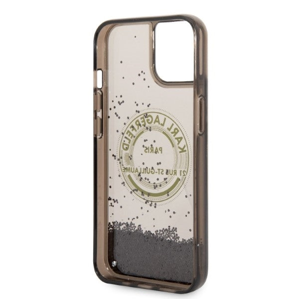Θήκη για Apple iPhone 14, Karl Lagerfeld, Liquid Glitter RSG, Μαύρη