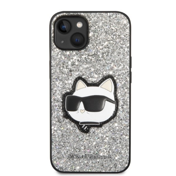Case for Apple iPhone 14 Plus, Karl Lagerfeld, Glitter Choupette Patch, Silver