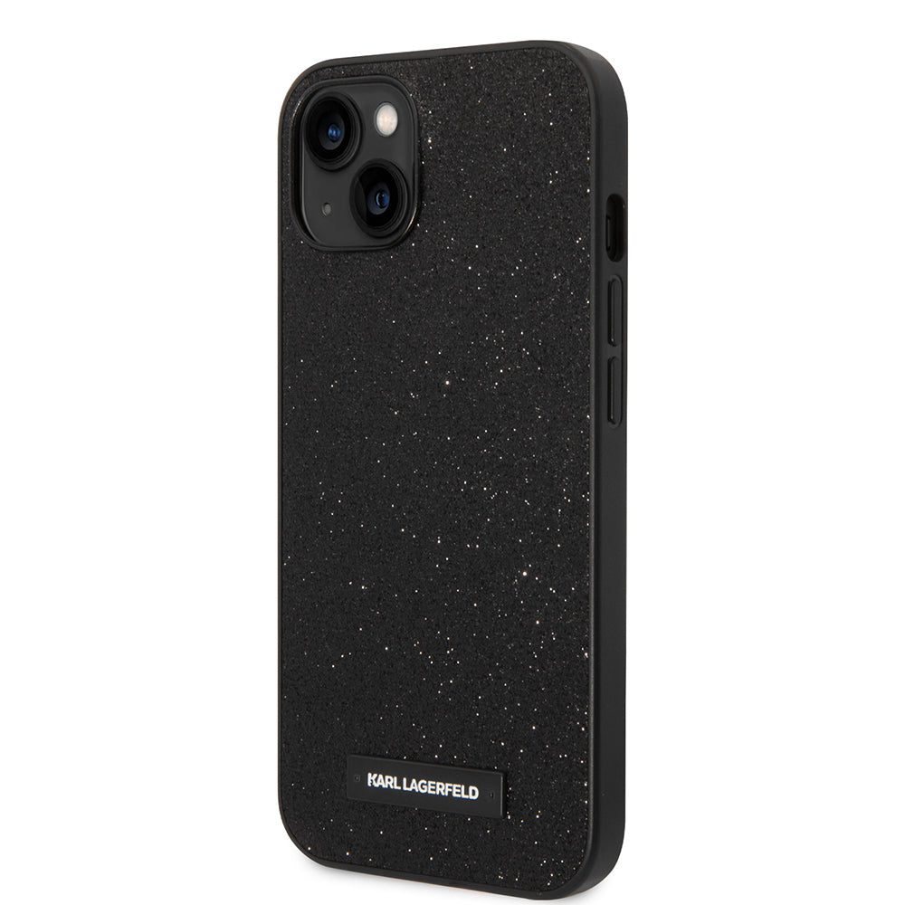 Case for Apple iPhone 14 Plus, Karl Lagerfeld, Glitter Plaque Logo, Black