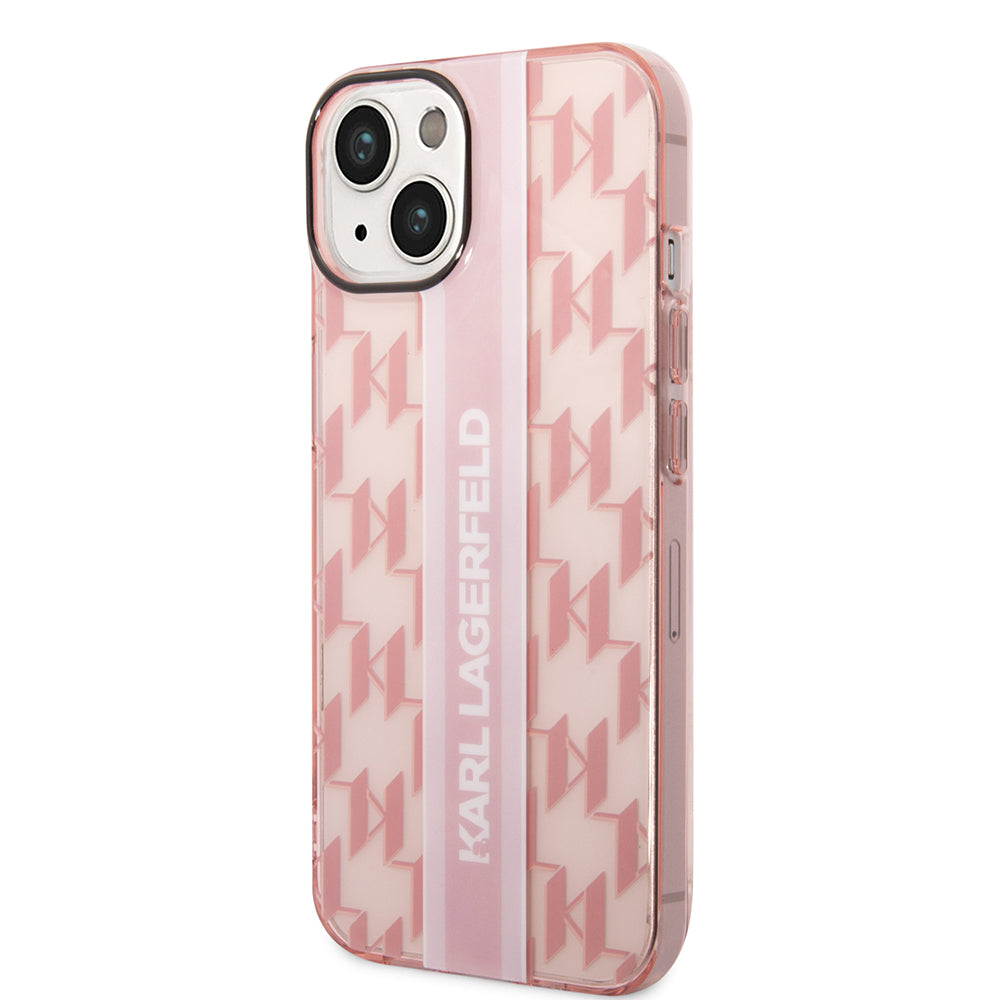 Case for Apple iPhone 14 Plus, Karl Lagerfeld, Monogram Stripe, Pink