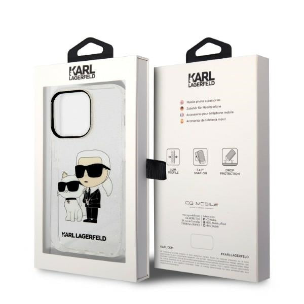 Θήκη για Apple iPhone 14 Pro, Karl Lagerfeld, Glitter Karl & Choupette, Διάφανη