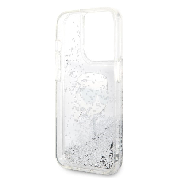 Θήκη για Apple iPhone 14 Pro, Karl Lagerfeld, Glitter Karl's Head, Ασημί