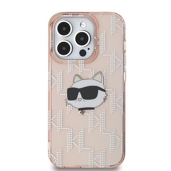 Θήκη για Apple iPhone 14 Pro, Karl Lagerfeld, IML Luxury Monogram Choupette's Head, Ροζ