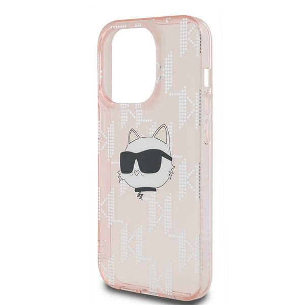 Θήκη για Apple iPhone 14 Pro, Karl Lagerfeld, IML Luxury Monogram Choupette's Head, Ροζ