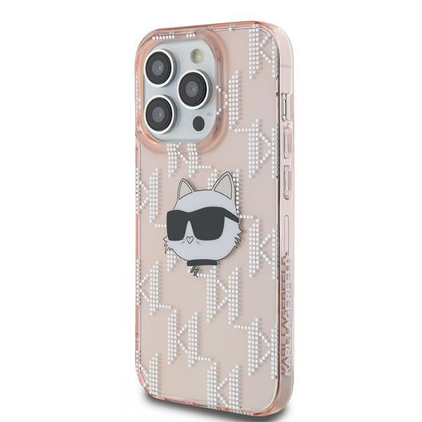 Θήκη για Apple iPhone 14 Pro, Karl Lagerfeld, IML Luxury Monogram Choupette's Head, Ροζ