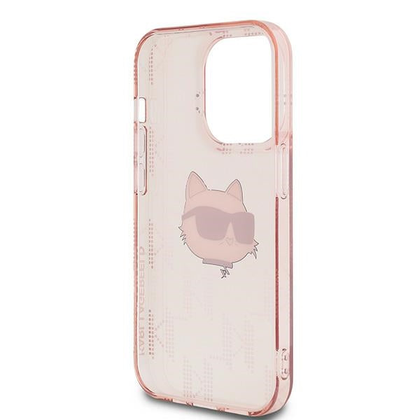 Θήκη για Apple iPhone 14 Pro, Karl Lagerfeld, IML Luxury Monogram Choupette's Head, Ροζ