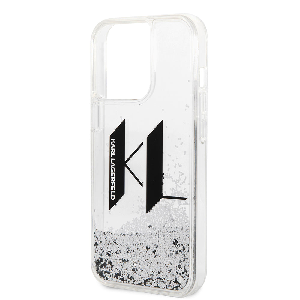 Θήκη για Apple iPhone 14 Pro, Karl Lagerfeld, Liquid Glitter Big KL, Ασημί
