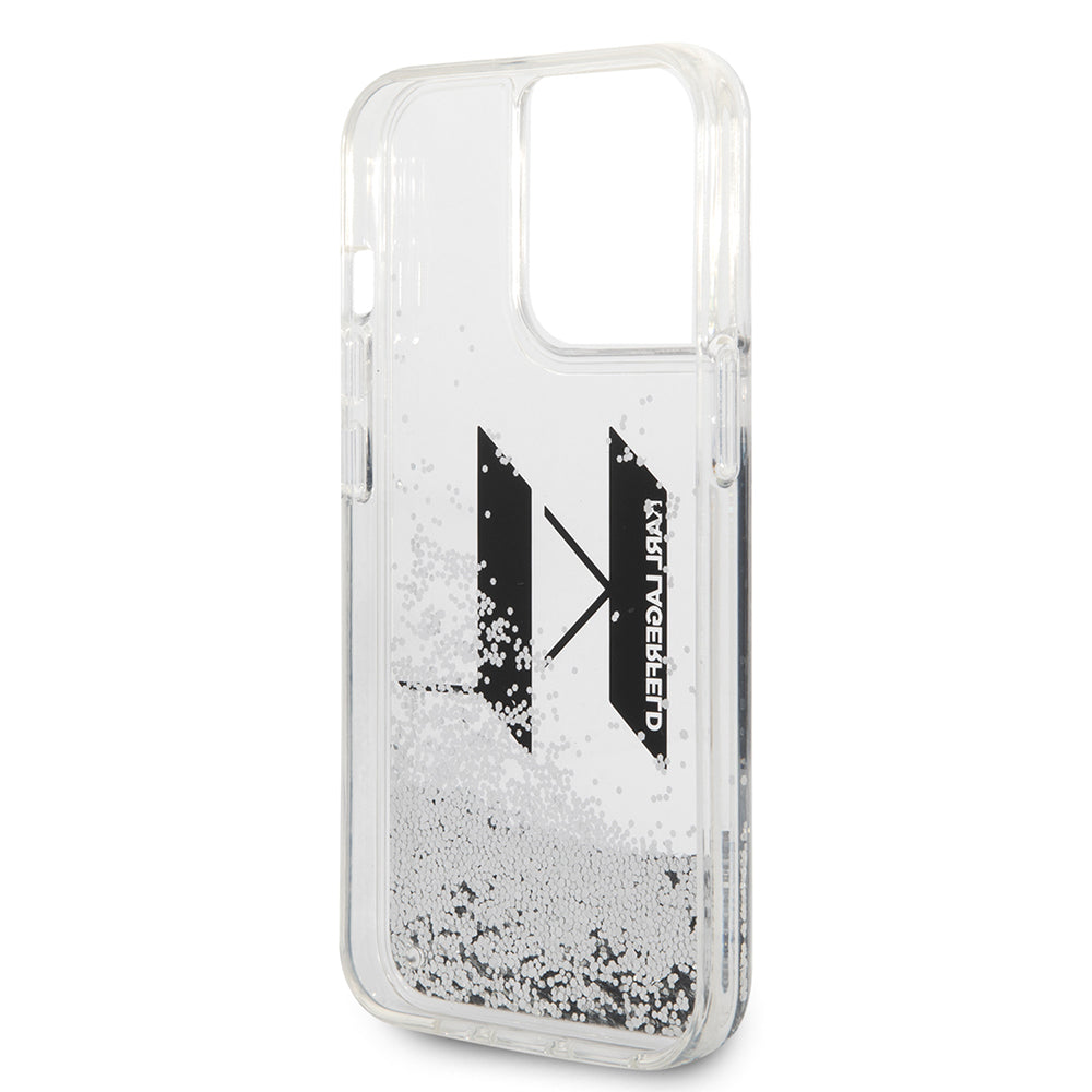 Θήκη για Apple iPhone 14 Pro, Karl Lagerfeld, Liquid Glitter Big KL, Ασημί