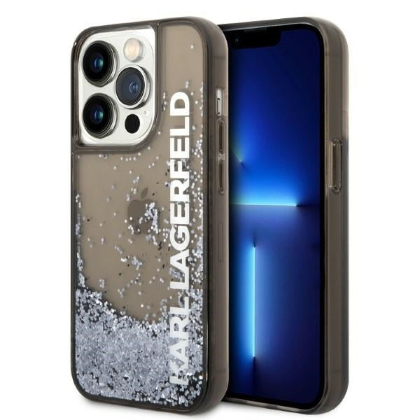 Θήκη για Apple iPhone 14 Pro, Karl Lagerfeld, Liquid Glitter KL Logo, Μαύρη