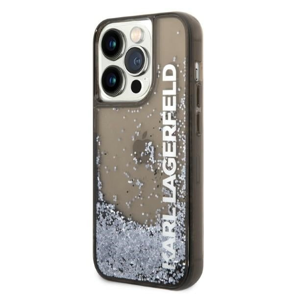Θήκη για Apple iPhone 14 Pro, Karl Lagerfeld, Liquid Glitter KL Logo, Μαύρη