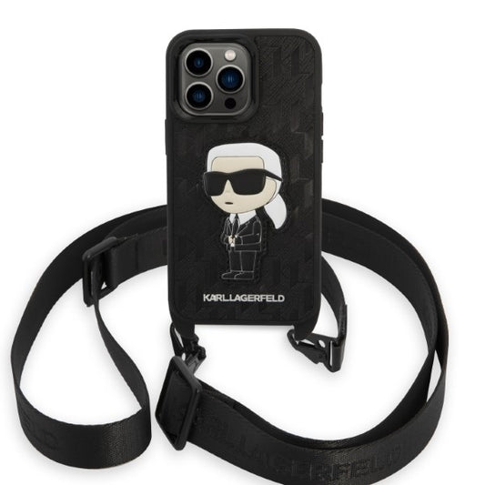Θήκη για Apple iPhone 14 Pro, Karl Lagerfeld, Monogram Ikonik Karl, Μαύρη