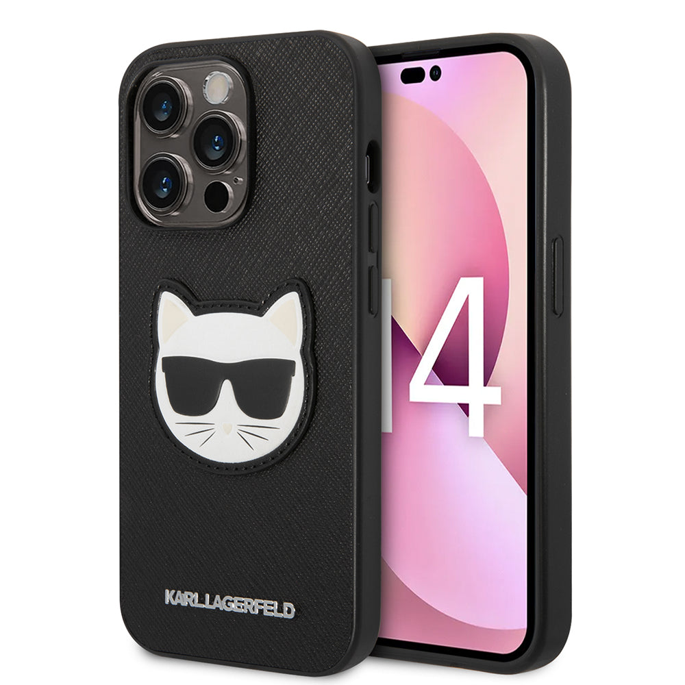 Θήκη για Apple iPhone 14 Pro, Karl Lagerfeld, Saffiano Choupette's Head, Μαύρη