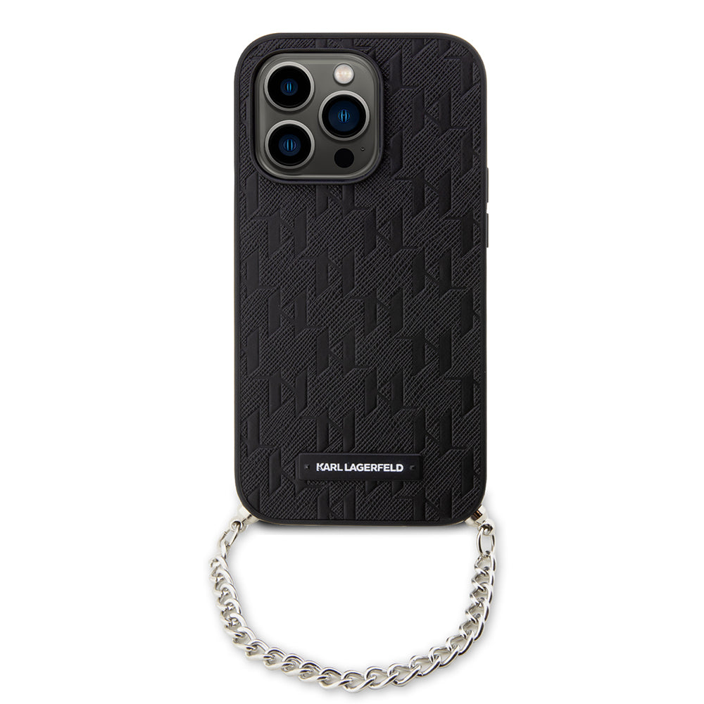 Θήκη για Apple iPhone 14 Pro, Karl Lagerfeld, Saffiano Monogram Chain, Μαύρη