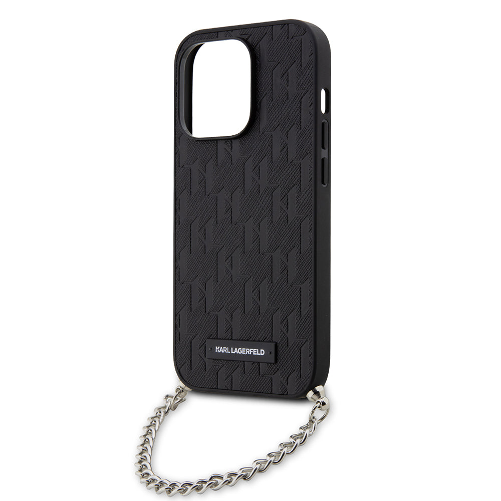 Θήκη για Apple iPhone 14 Pro, Karl Lagerfeld, Saffiano Monogram Chain, Μαύρη