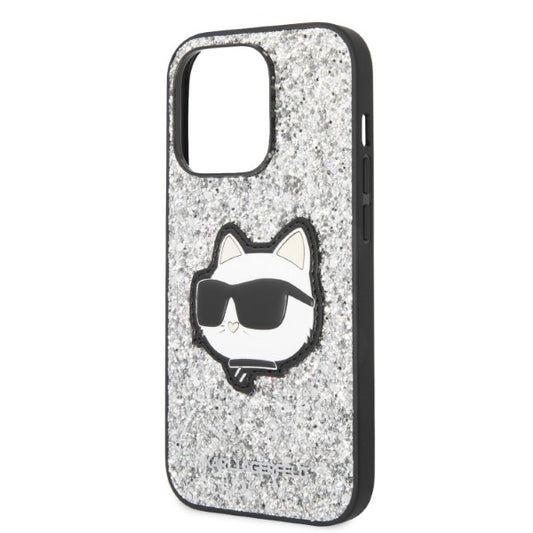 Θήκη για Apple iPhone 14 Pro Max, Karl Lagerfeld, Glitter Choupette Patch, Ασημί