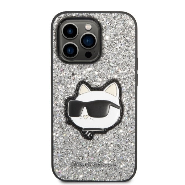 Θήκη για Apple iPhone 14 Pro Max, Karl Lagerfeld, Glitter Choupette Patch, Ασημί