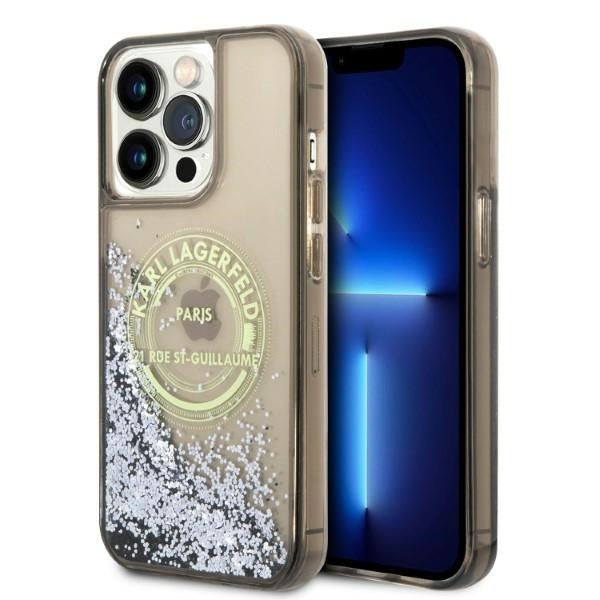 Θήκη για Apple iPhone 14 Pro Max, Karl Lagerfeld, Liquid Glitter RSG, Μαύρη