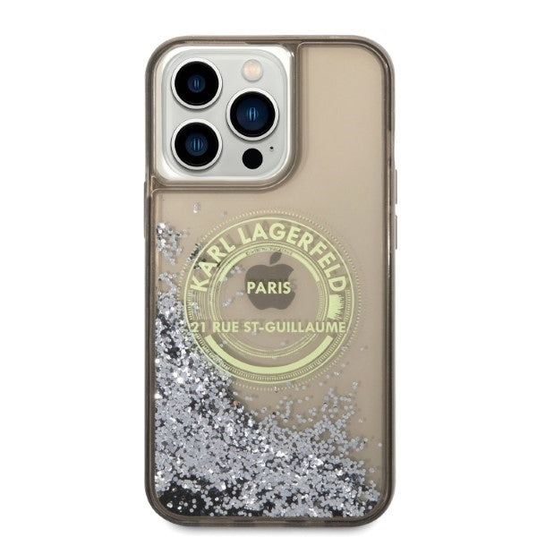 Θήκη για Apple iPhone 14 Pro Max, Karl Lagerfeld, Liquid Glitter RSG, Μαύρη