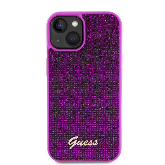 Θήκη για Apple iPhone 15, Guess, Disco Metal Script, Φούξια