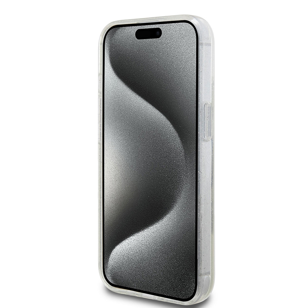 Θήκη για Apple iPhone 15, Guess, Liquid Glitter Gold Stripes, Διαφανής