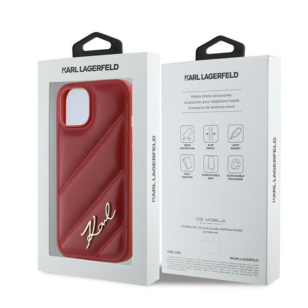 Θήκη για Apple iPhone 15, Karl Lagerfeld, Diagonal Quilted Script, Rosie